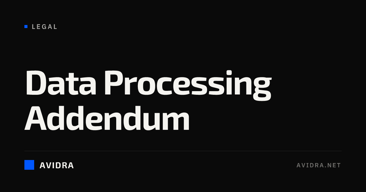 Data Processing Addendum | Avidra